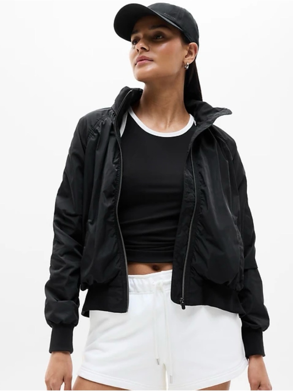 Athleta Black Jetset Bomber Jacket